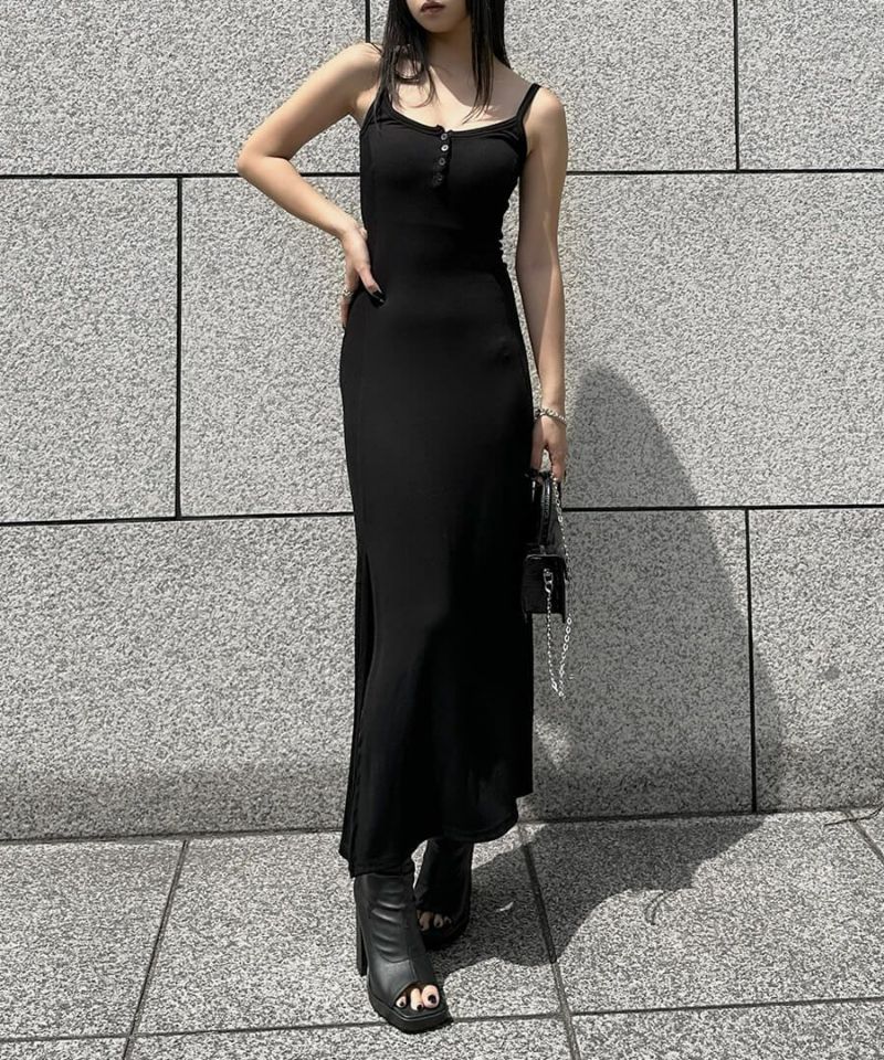 Front button rib cami one piece