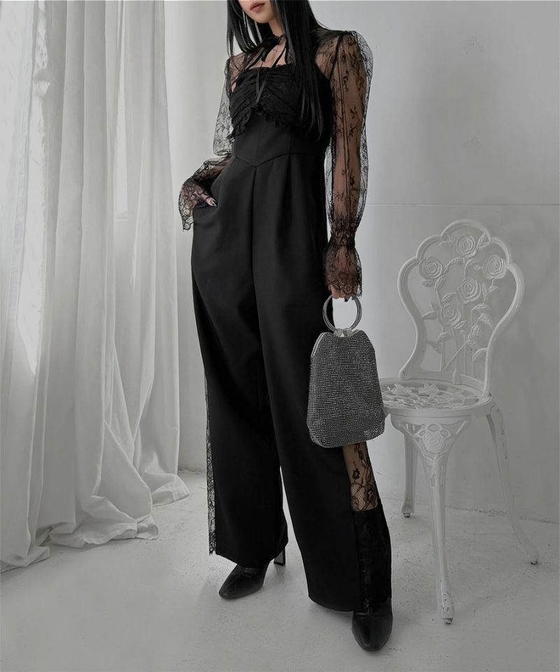 Side lace design pants dress