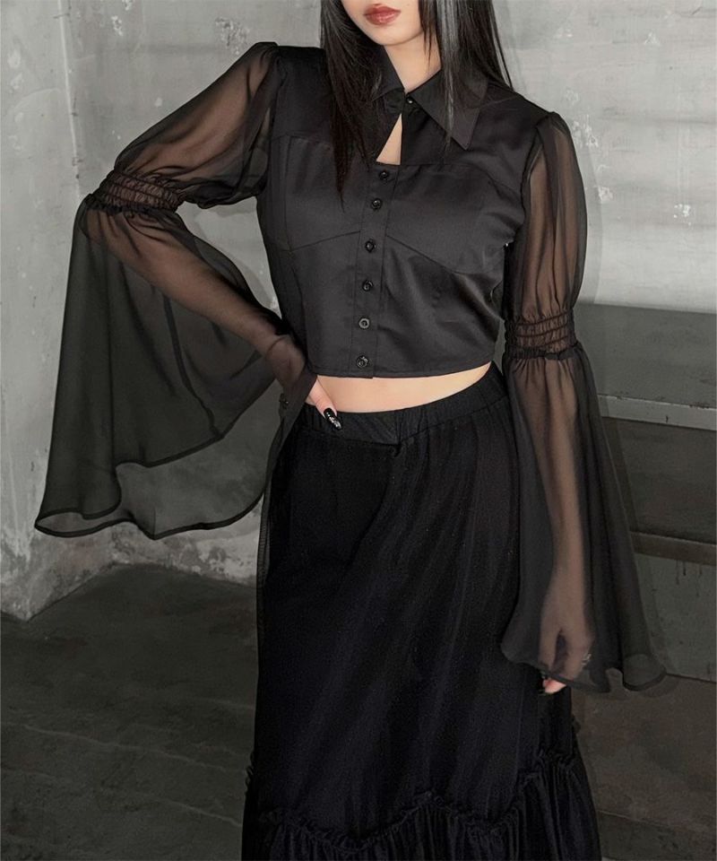 Sheer sleeve corset shirt