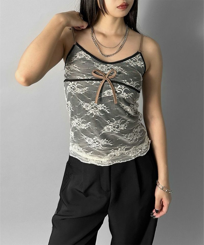 Front ribbon lace camisole