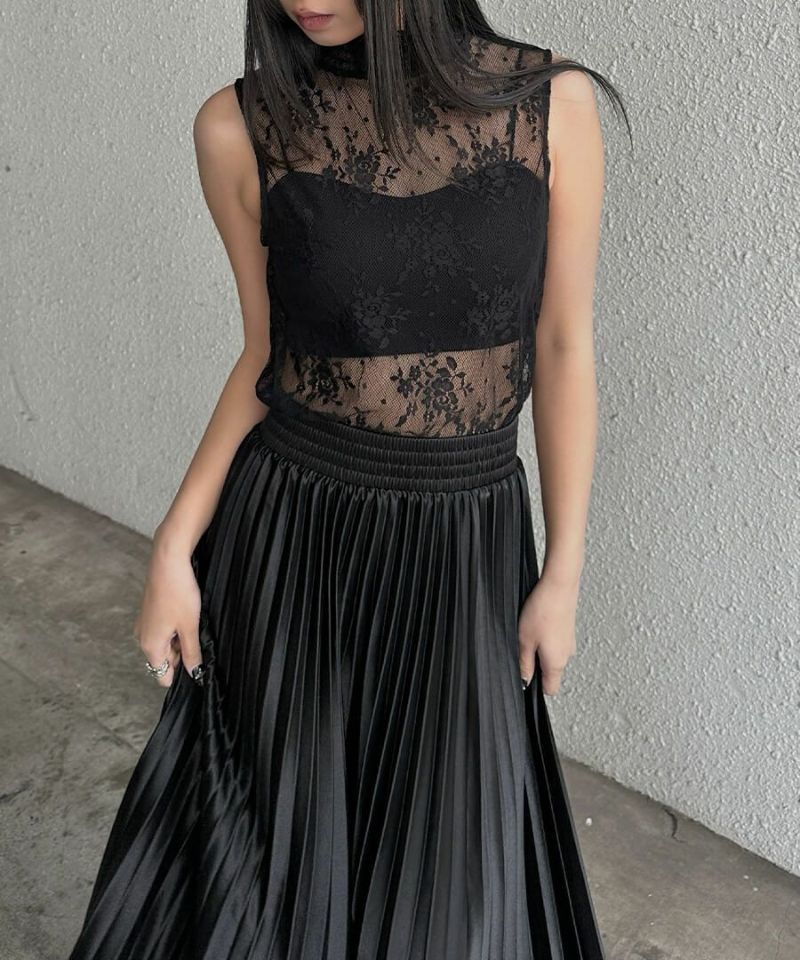 Sleeveless lace sheer tops
