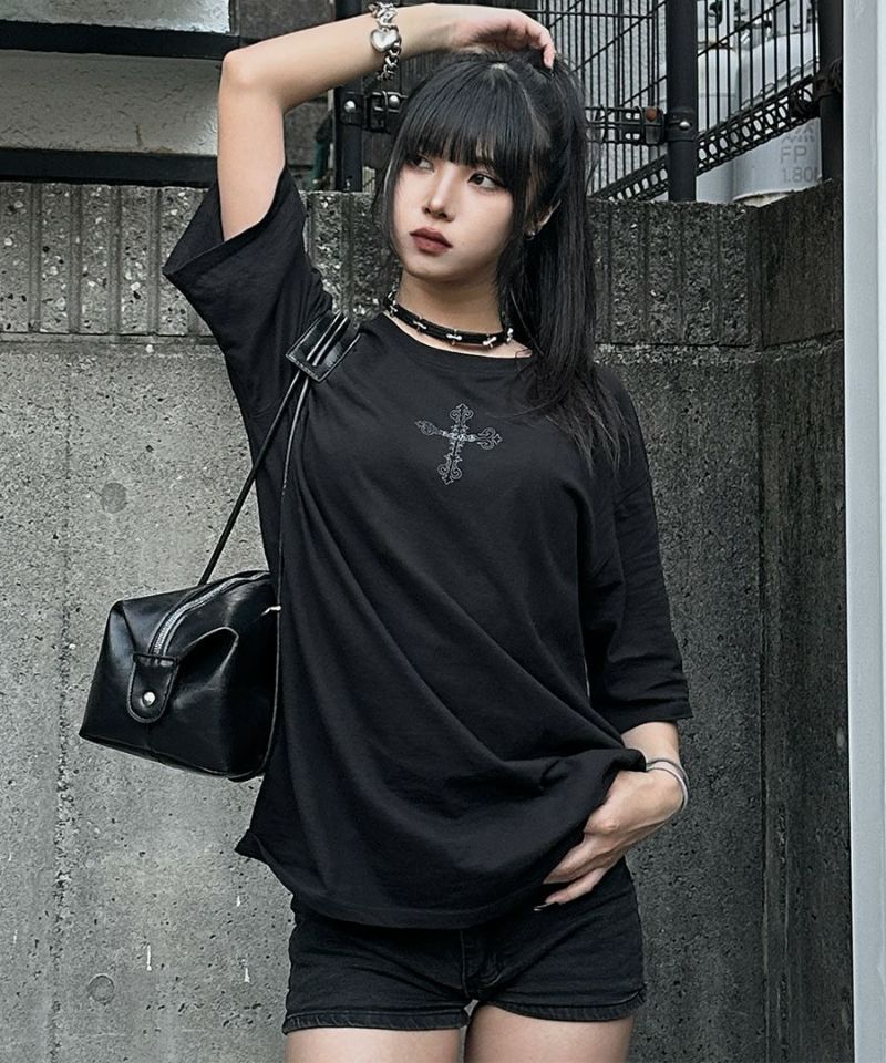 【RENO × LVEU.】Gothic logo print over T-shirt
