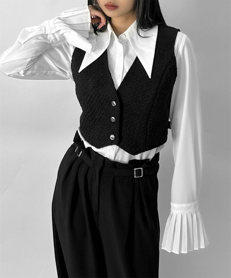 Tweed cropped vest