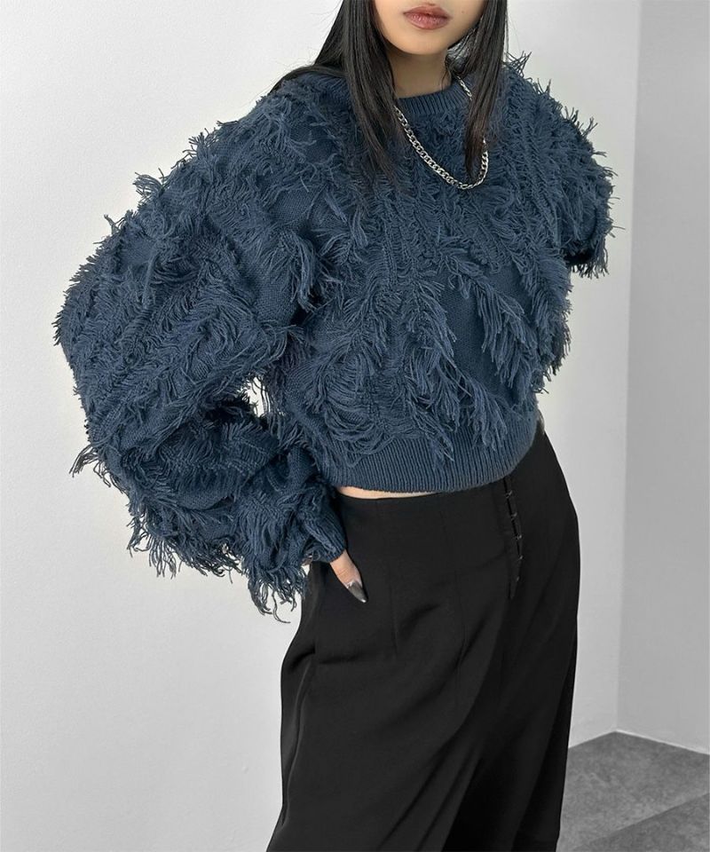 Fringe cropped knit