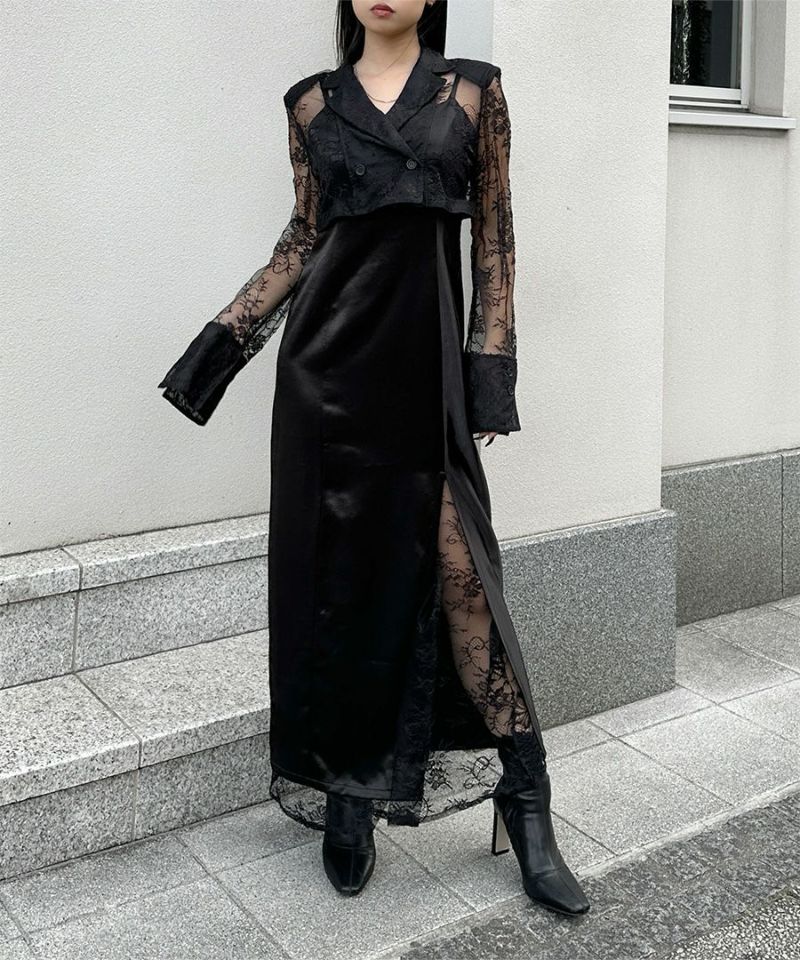 Lace design jacket ensemble one piece