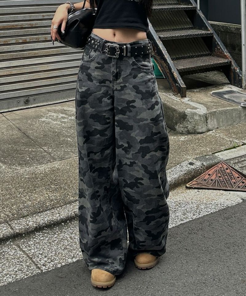 Camouflage wide denim pants(RENO select)