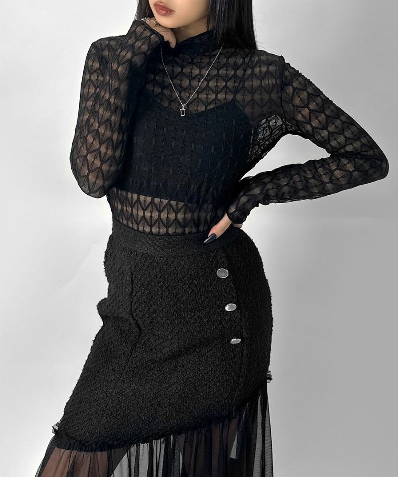 Patterned lace sheer tops