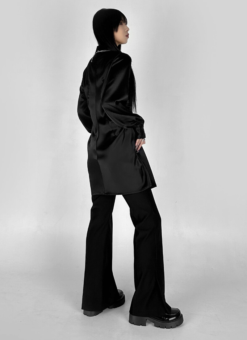 Tie set shirring shirt one piece