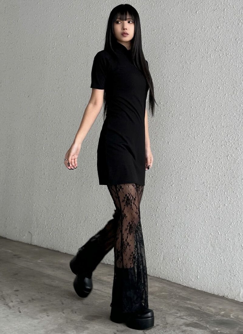 Asymmetrical zip knit one piece