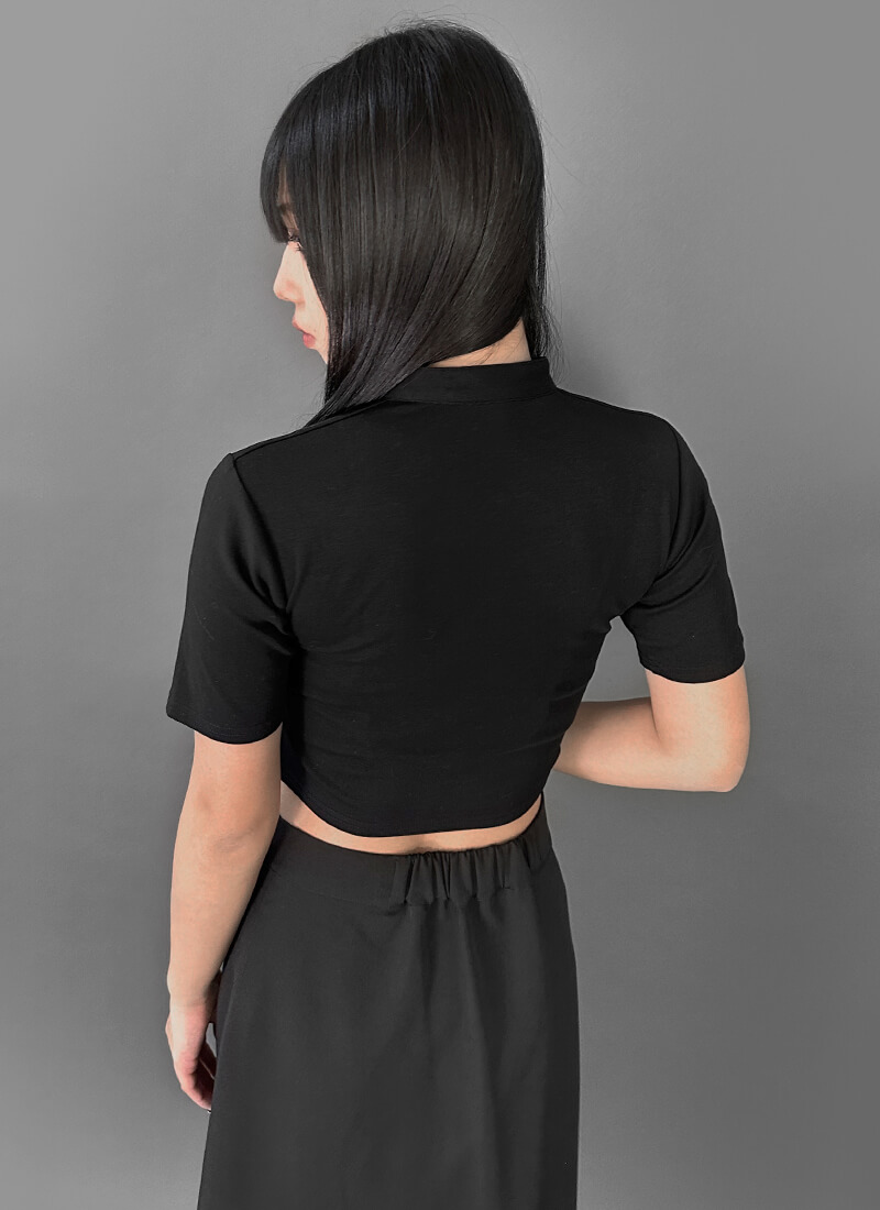 Belt choker knit tops