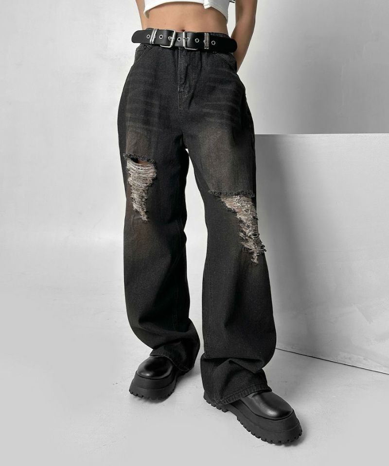 Grunge wide denim pants