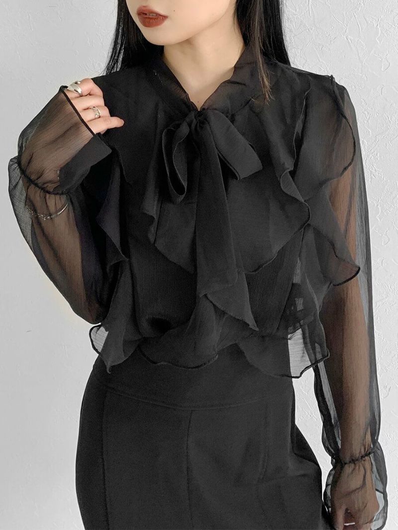 Sheer ruffle blouse