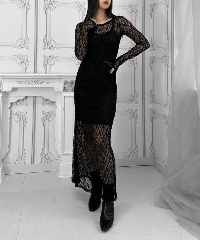 Message print lace one piece