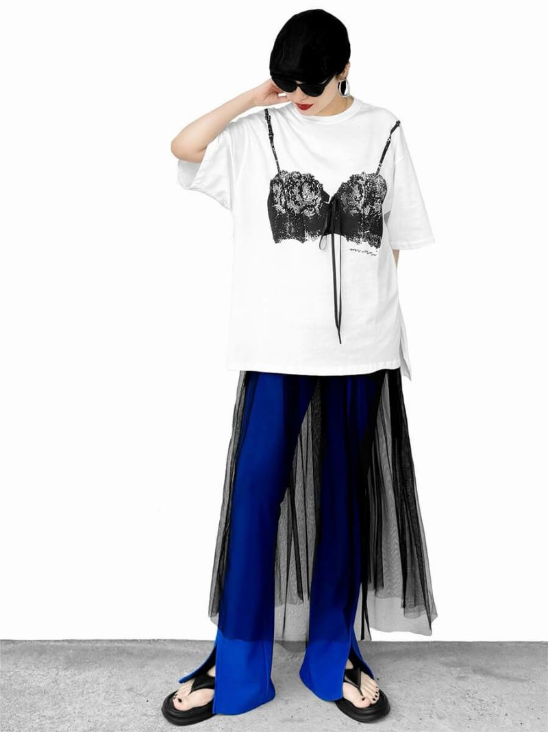 Center slit rib flared pants(Ai select)