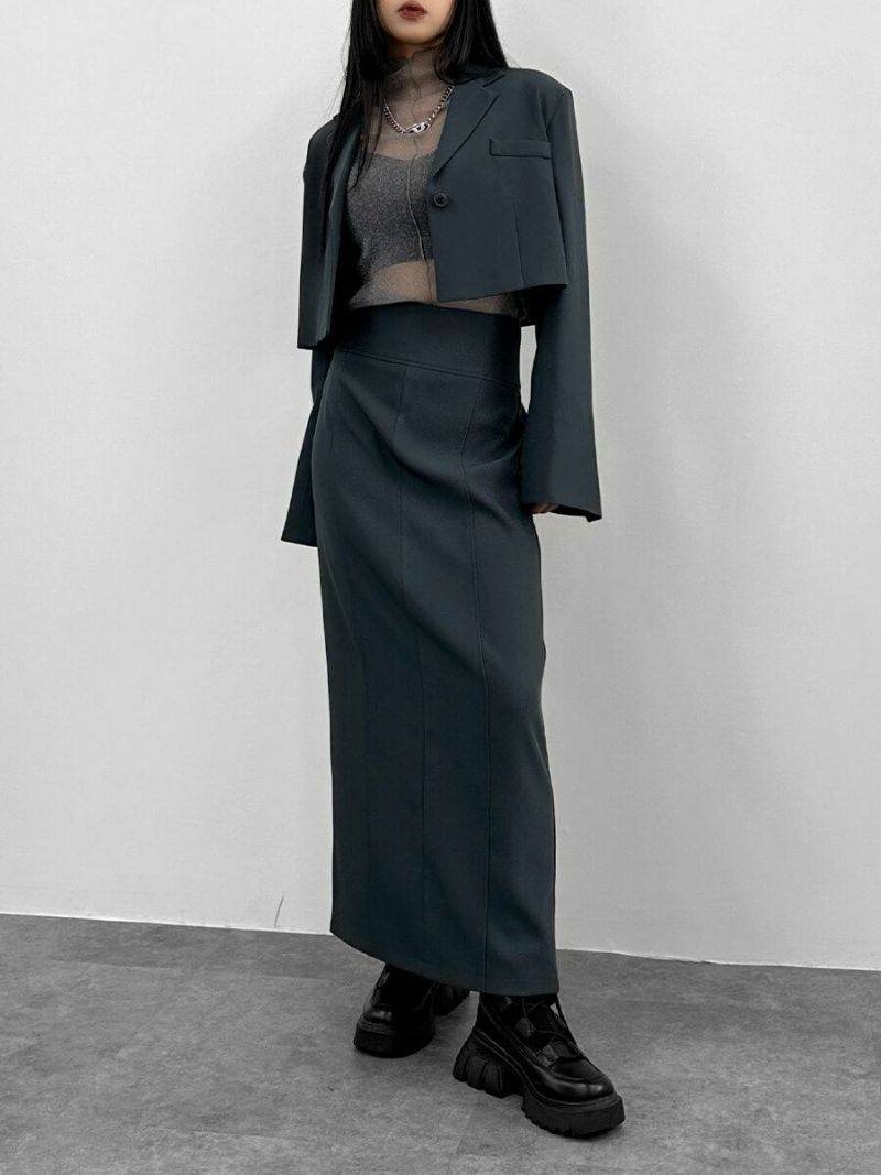 【SET】Cropped jacket & High waist tight skirt