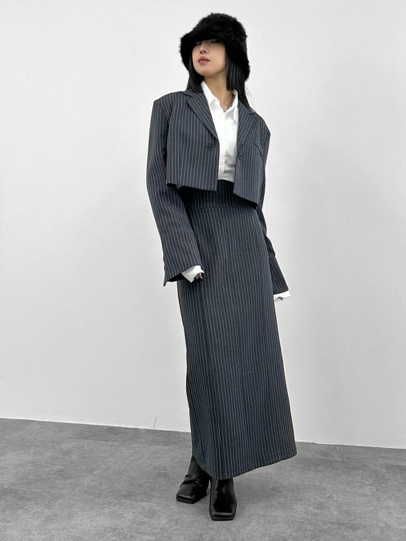 【SET】Cropped jacket & High waist tight skirt | LVEU.（ラブユ.）