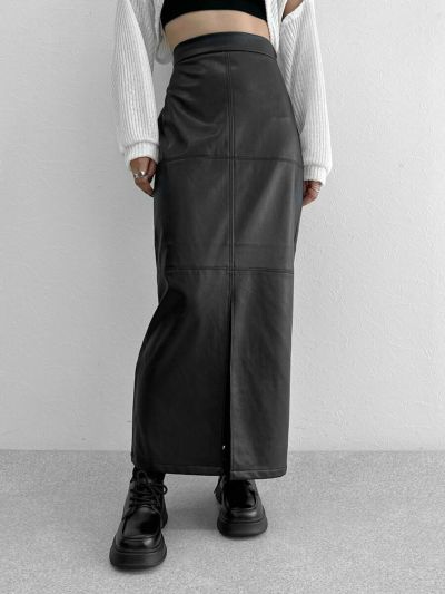 High bleach denim maxi skirt | LVEU.（ラブユ.）