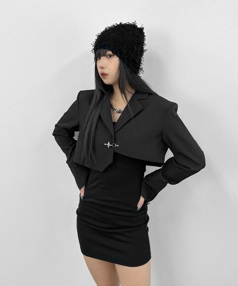 LVEU. クロップジャケット ステッチデザインクロップジャケット