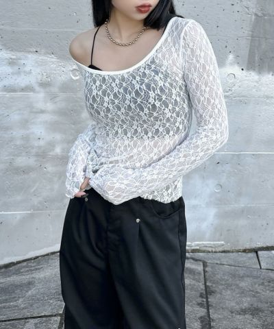 ERDEM　クロップド フローラル刺繍 トップス　オフショルダービスチェ レース刺繍ビスチェ(M OFF WHITE): トップス｜PMbox P&M