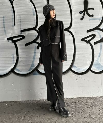 Stitched design cropped jacket