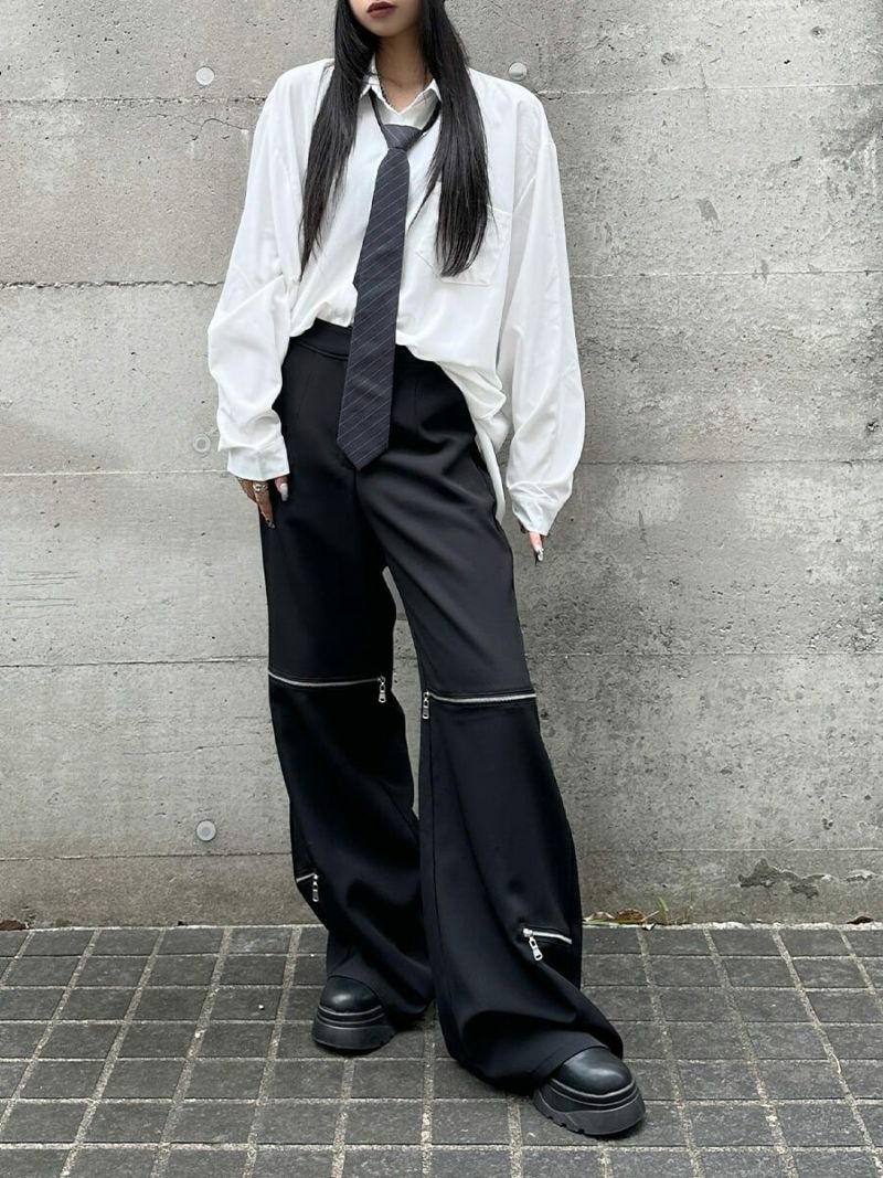 【25AW NEW】LOEWE_women / ウール クロップドワイドパンツ ジップデザインワイドパンツ | LVEU.(ラブユ.)