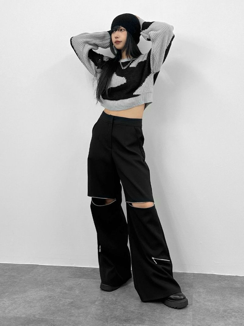 【25AW NEW】LOEWE_women / ウール クロップドワイドパンツ ジップデザインワイドパンツ | LVEU.（ラブユ.）