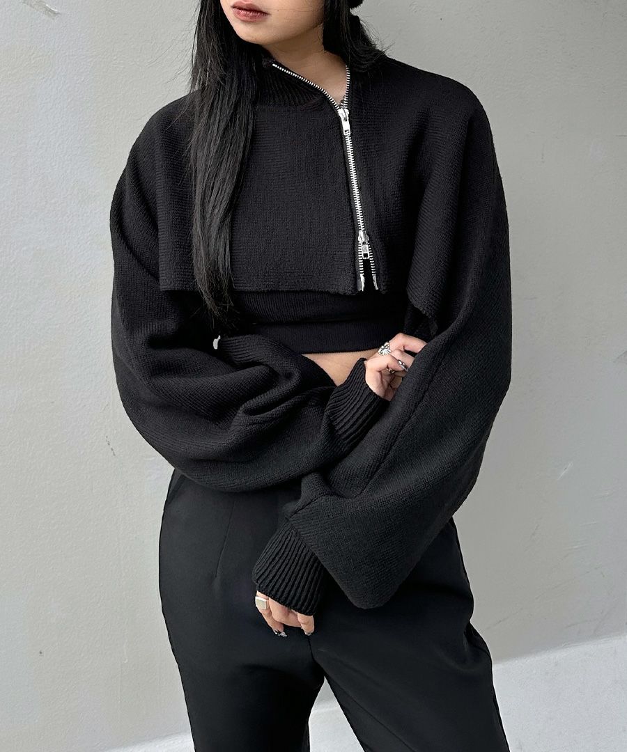 ジュンヤワタナベ　安全ピン　ハイネック　ウール　レイヤード　ニットトップス ジュンヤワタナベ 安全ピン ハイネック ウール レイヤード ニット