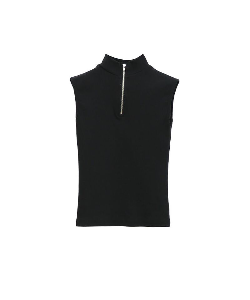 タンクトップ ノースリーブ ハーフジップタンク/Half Zip Tank Top レディース cepo タンクトップ ノースリーブ ハーフジップニットタンク