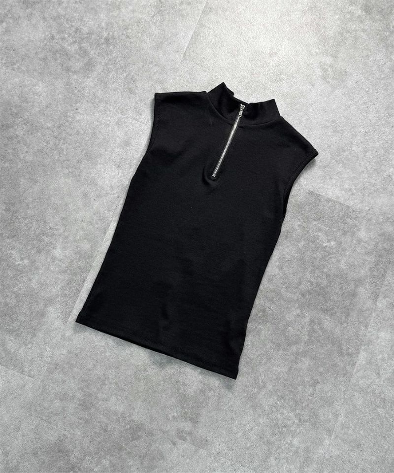 タンクトップ ノースリーブ ハーフジップタンク/Half Zip Tank Top レディース cepo タンクトップ ノースリーブ ハーフジップニットタンク