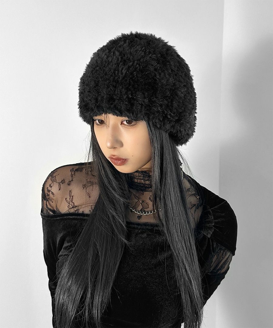 チ*ョ様 鶴デザイン ベレー帽 黒　SEXTET IMP. チ*ョ様 鶴デザイン ベレー帽 黒 SEXTET IMP. チ*ョ様 鶴デザイン
