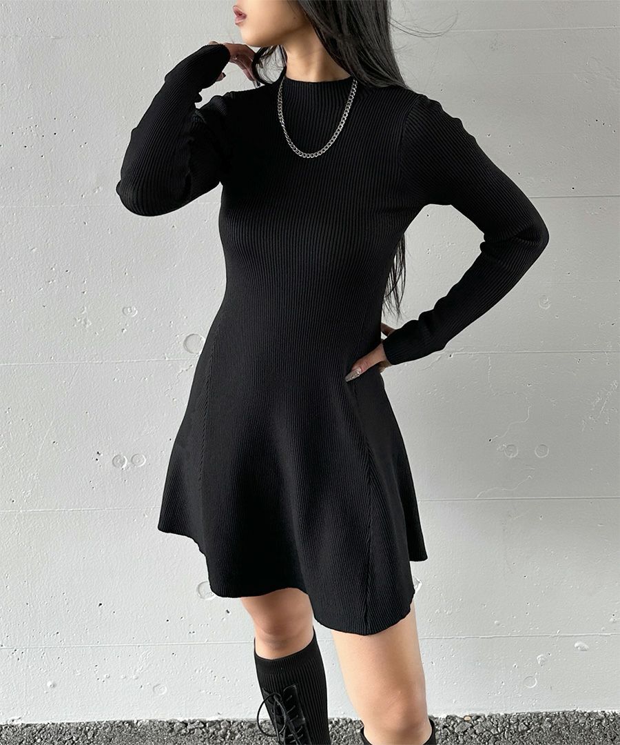 プチハイネックロングスリーブフレアミニワンピース | LVEU.（ラブユ.）