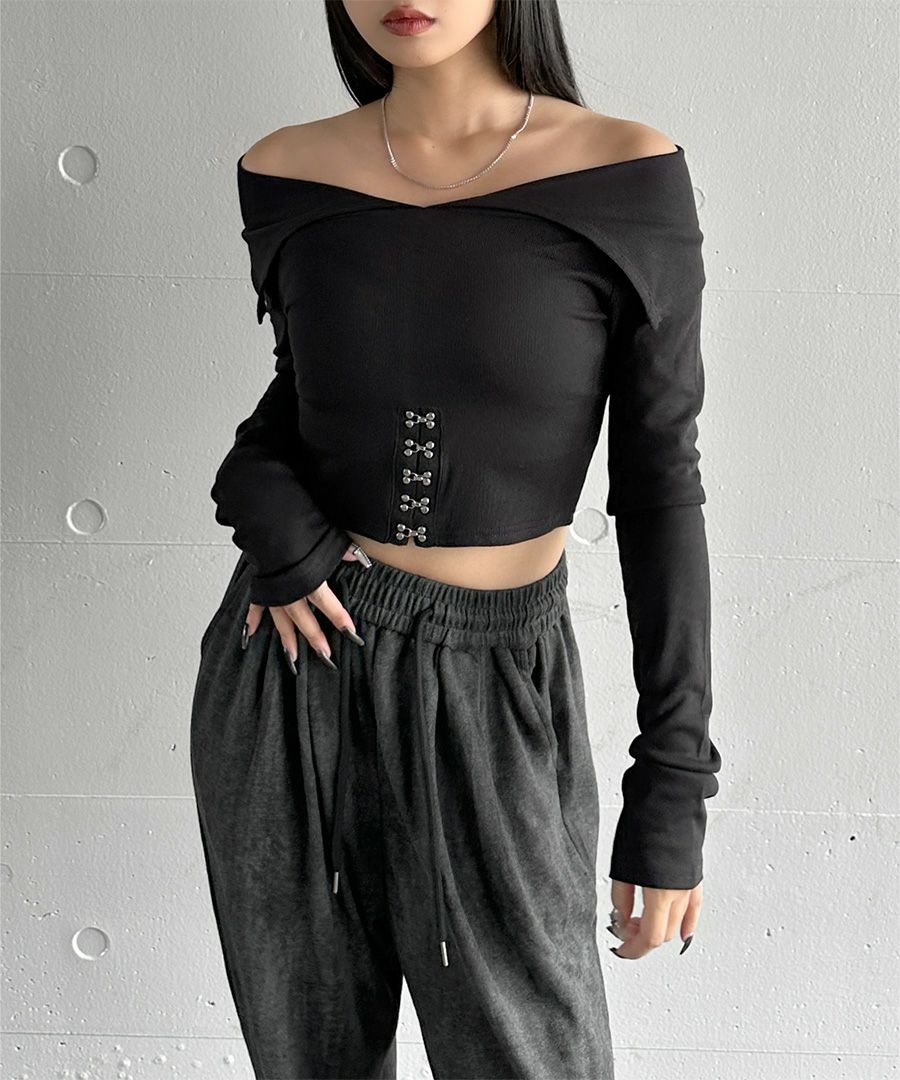 フロントホックデザインオフショルトップス | LVEU.（ラブユ.）